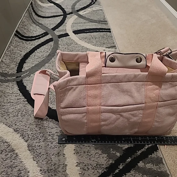 Baby Pink Corduroy Womens Tote Bag Collapsible Crossbody Purse - Picture 14 of 14